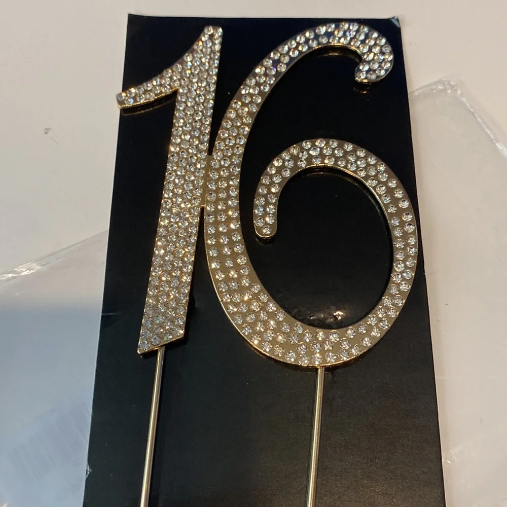 16 Cake Topper - Premium Gold Metal